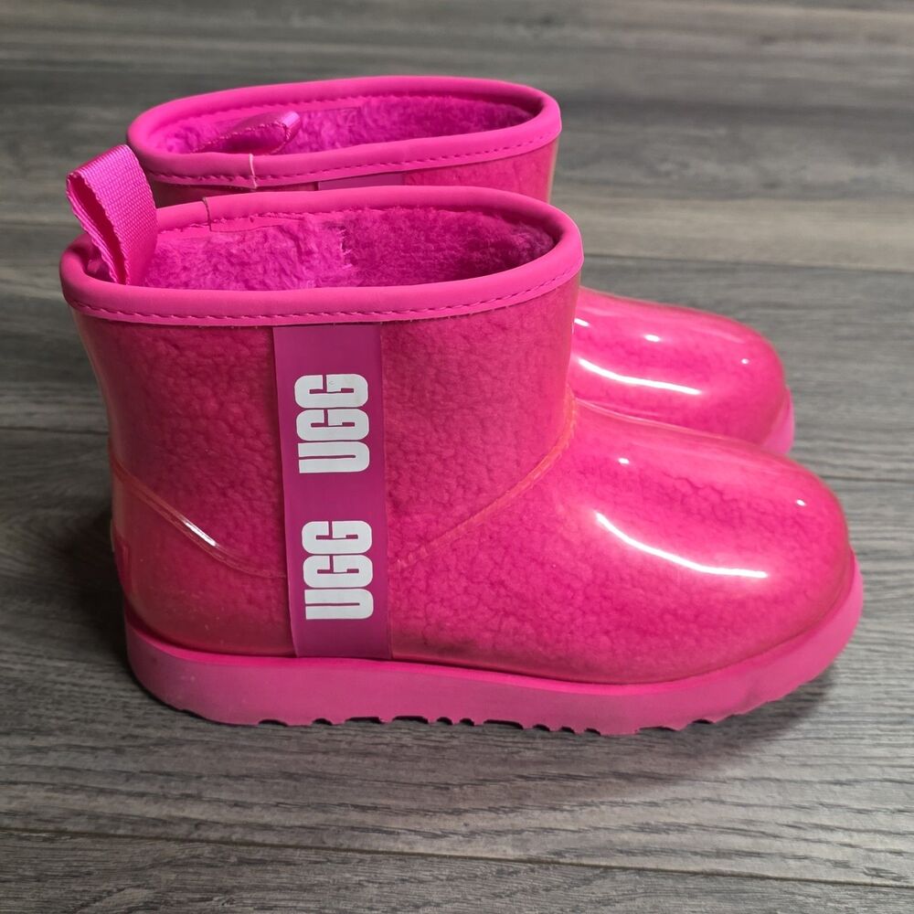 UGG Classic Clear Mini II Kids Boots Rock Rose Pink Waterproof 1112386K Size 2